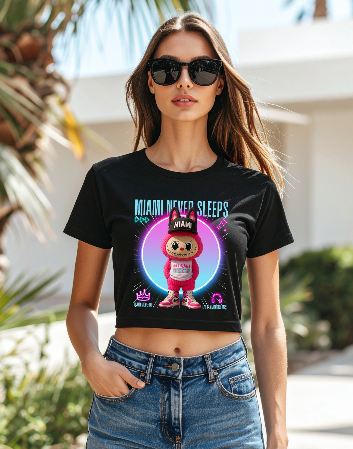 Miami Never Sleeps – Groovegirl Miami Vice Tee 💗💙