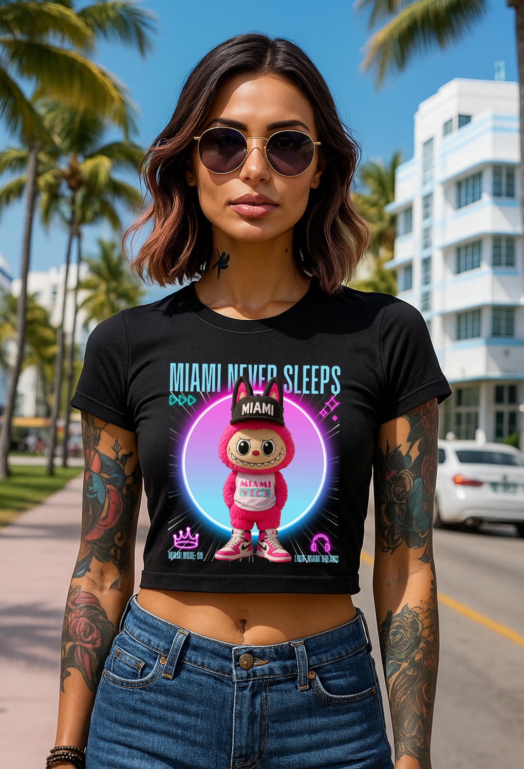 Miami Never Sleeps – Groovegirl Miami Vice Tee 💗💙