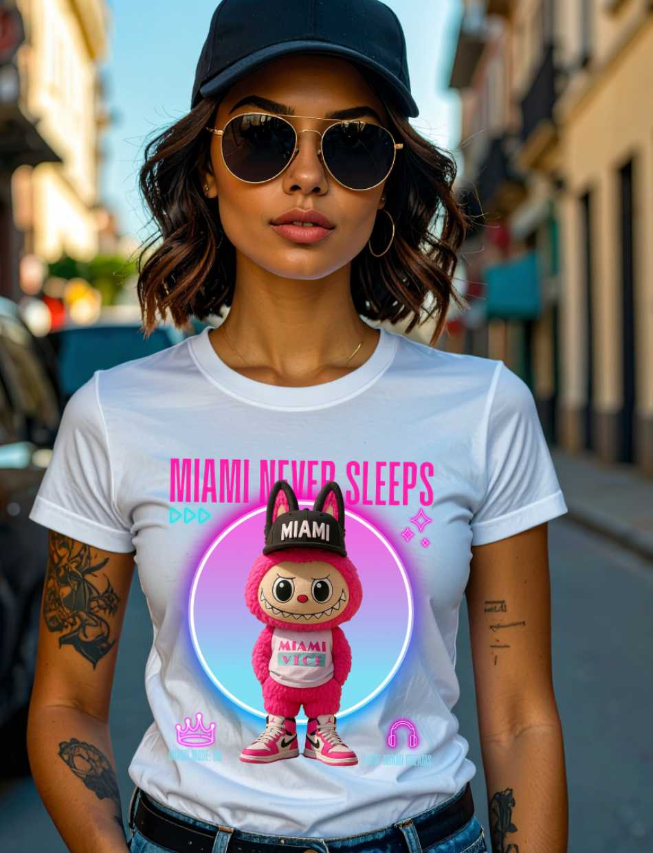 Miami Never Sleeps – Groovegirl Miami Vice Tee 💗💙