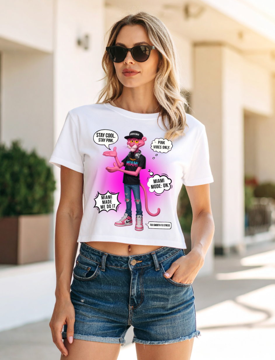 Pink Panther “Stay Cool” Crop Tee – Grooveman Miami Edition