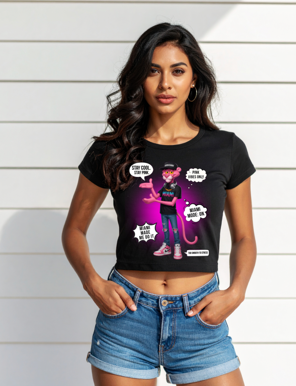 Pink Panther “Stay Cool” Crop Tee – Grooveman Miami Edition