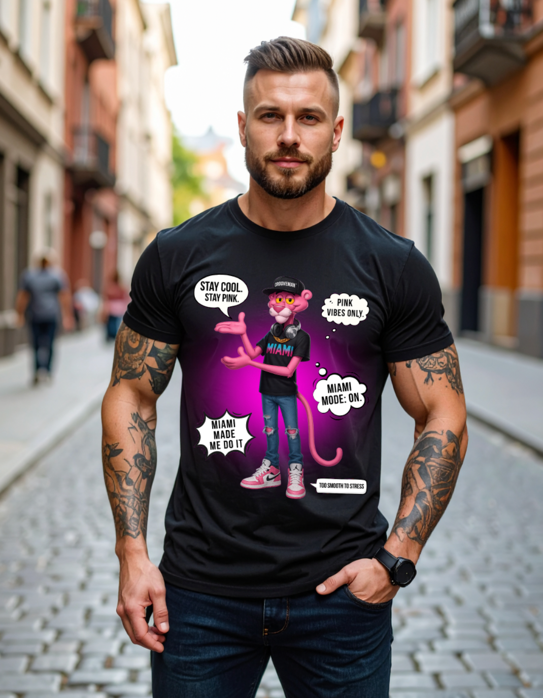 Pink Panther “Miami Mode” Tee – Grooveman Men’s Edition