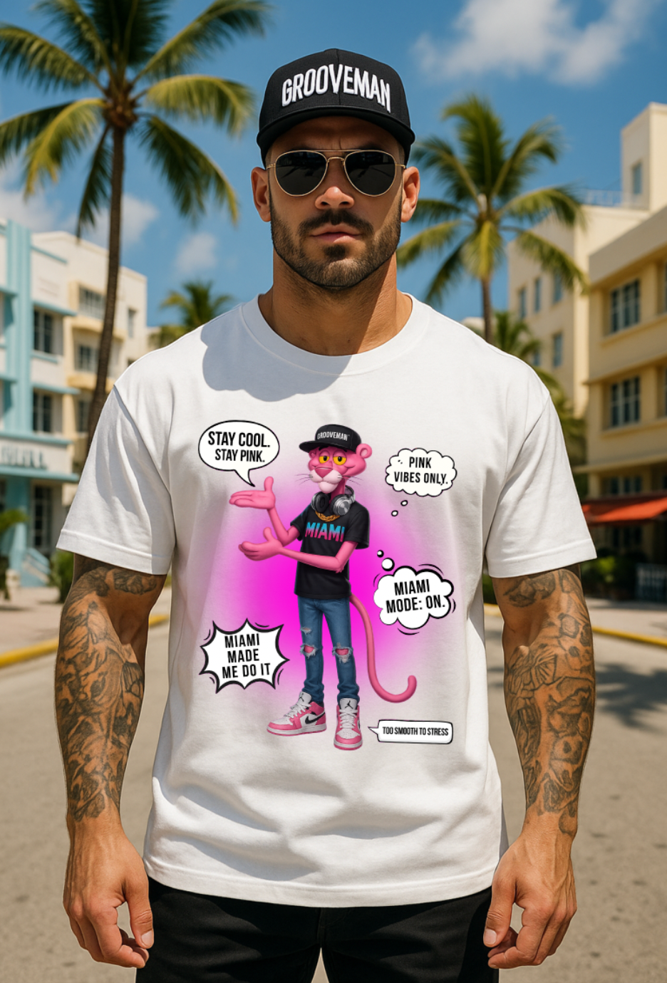 Pink Panther “Miami Mode” Tee – Grooveman Men’s Edition