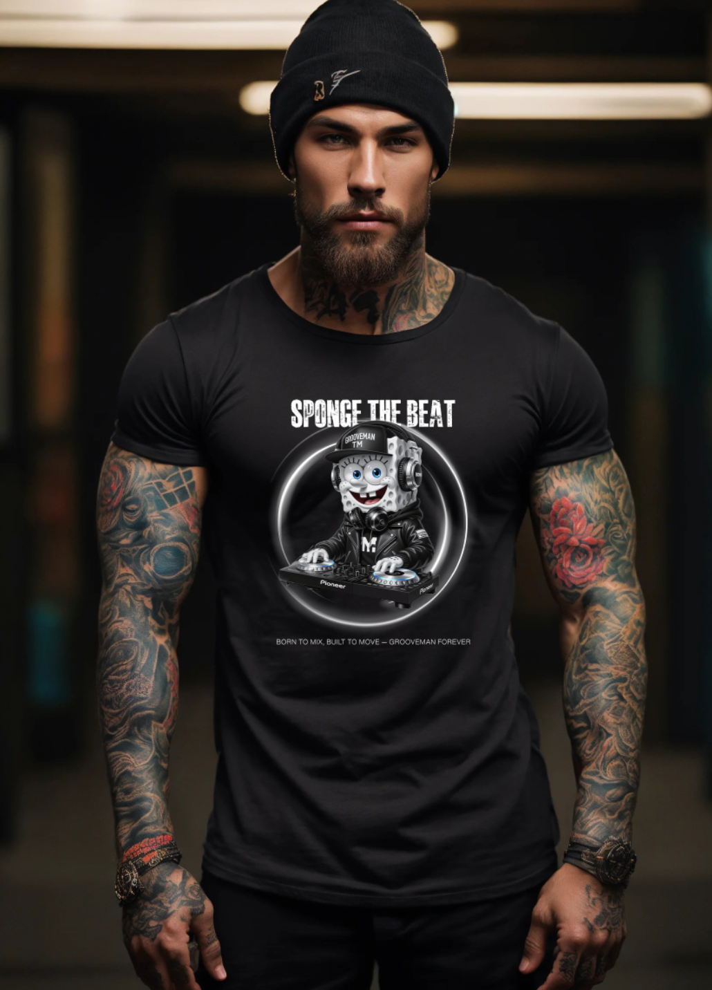 Grooveman™ – Sponge The Beat DJ Black Collection Tee (Limited Drop)