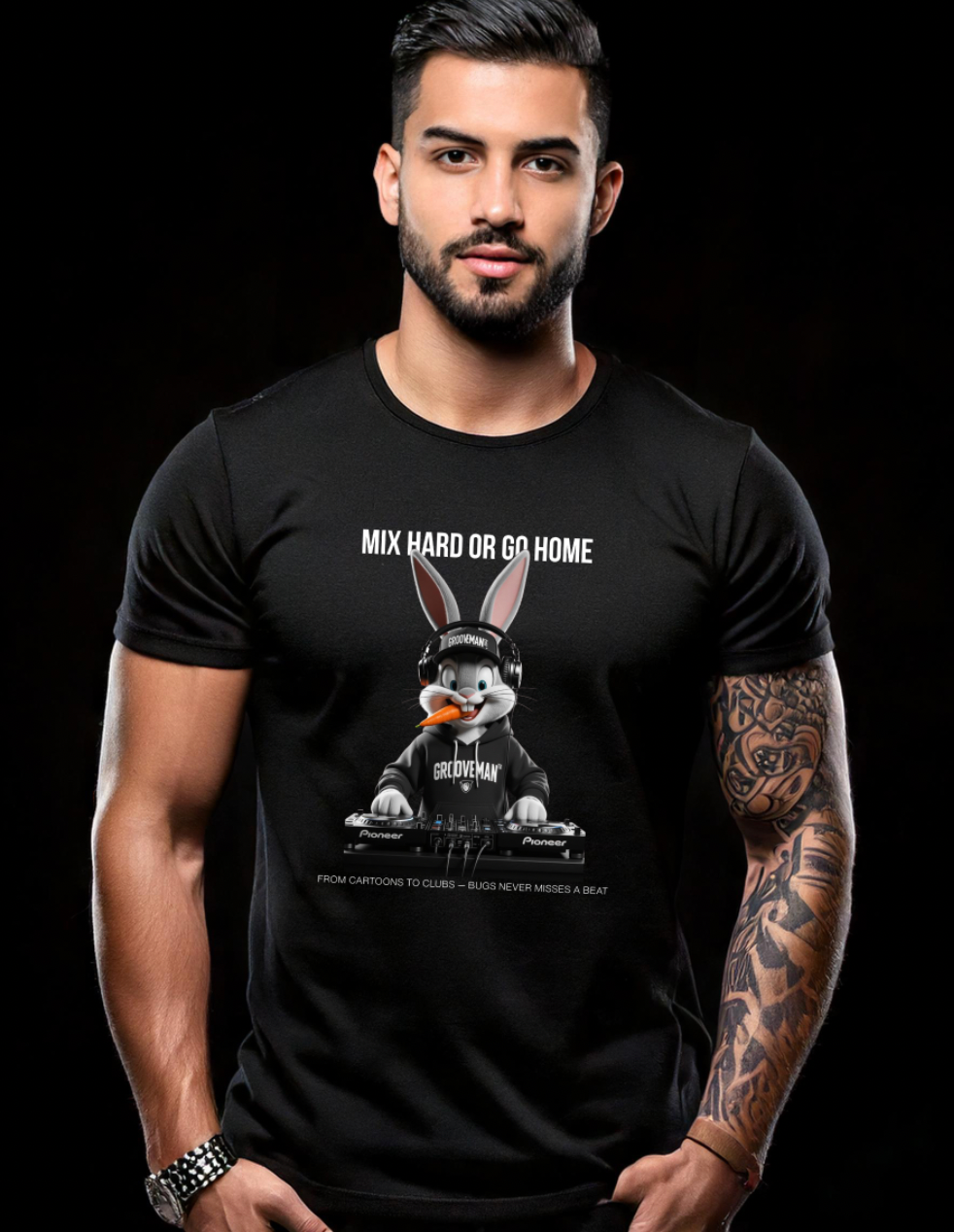Bugs DJ Grooveman™ Black Collection T-Shirt – Mix Hard or Go Home