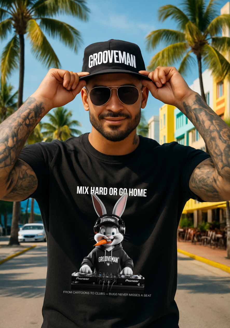 Bugs DJ Grooveman™ Black Collection T-Shirt – Mix Hard or Go Home