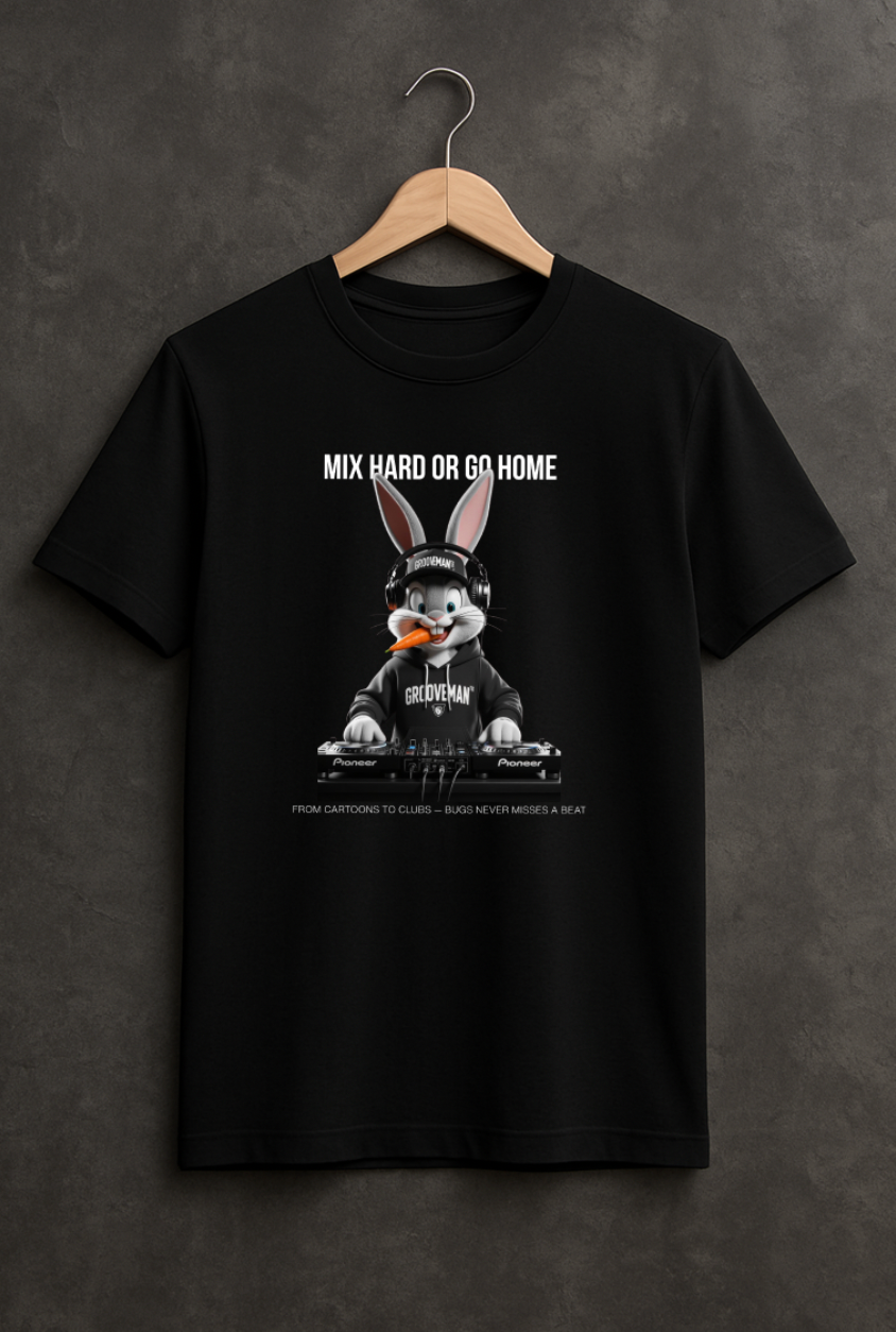 Bugs DJ Grooveman™ Black Collection T-Shirt – Mix Hard or Go Home