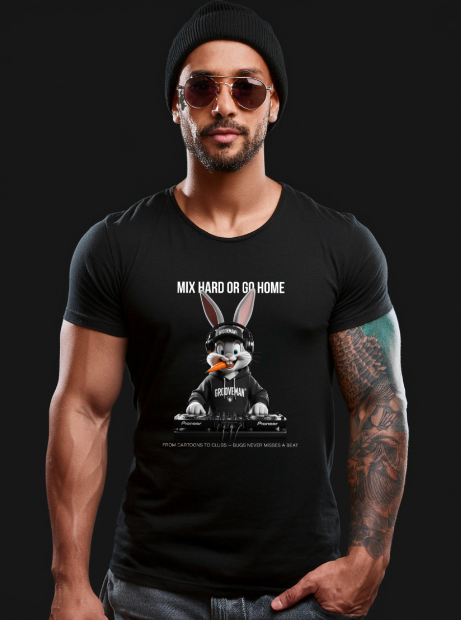 Bugs DJ Grooveman™ Black Collection T-Shirt – Mix Hard or Go Home