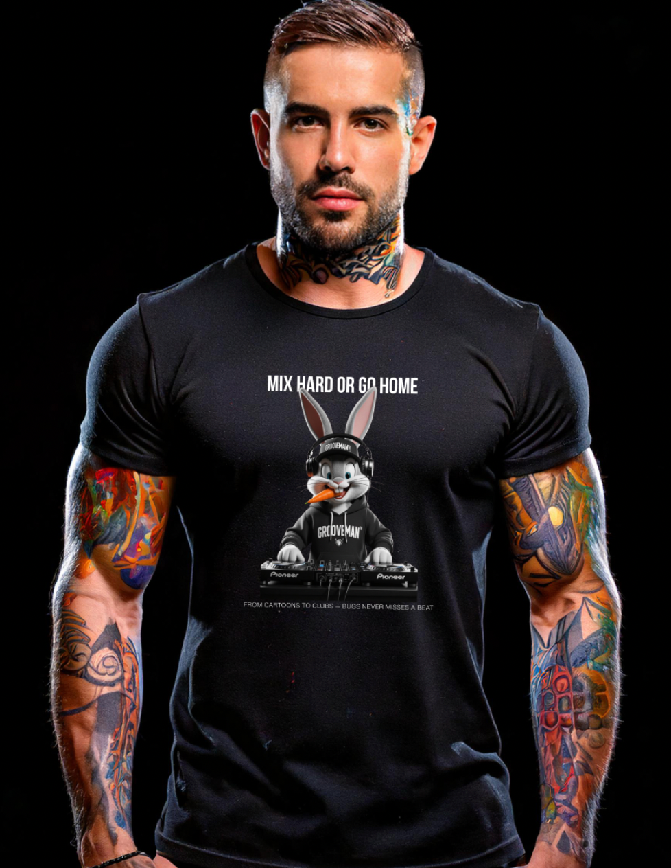 Bugs DJ Grooveman™ Black Collection T-Shirt – Mix Hard or Go Home