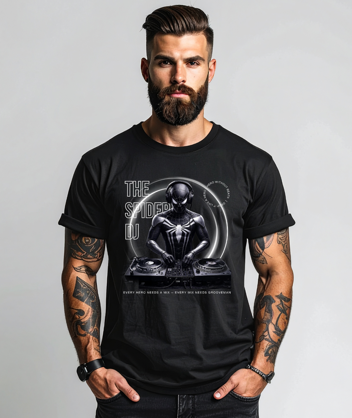 Grooveman™ – Spider DJ Black Collection Tee