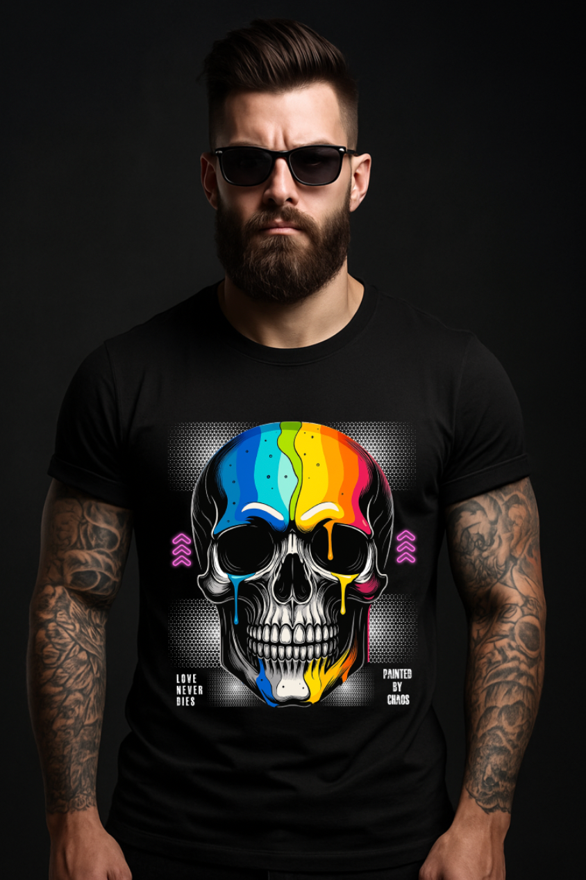 Love Never Dies – Painted by Chaos Skull T-Shirt | Grooveman Exclusive