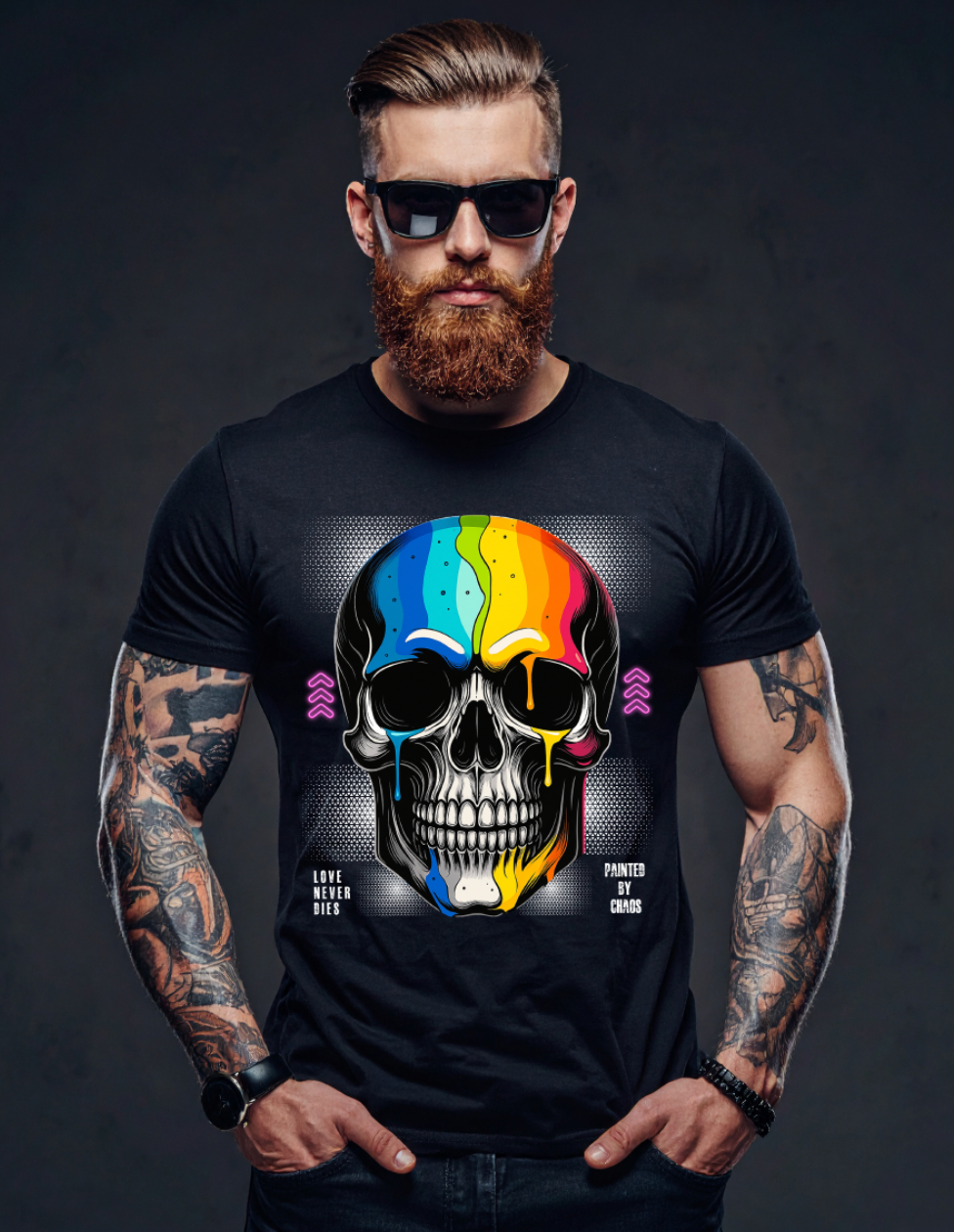 Love Never Dies – Painted by Chaos Skull T-Shirt | Grooveman Exclusive