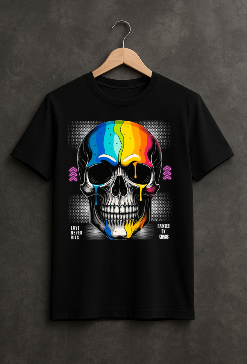 Love Never Dies – Painted by Chaos Skull T-Shirt | Grooveman Exclusive
