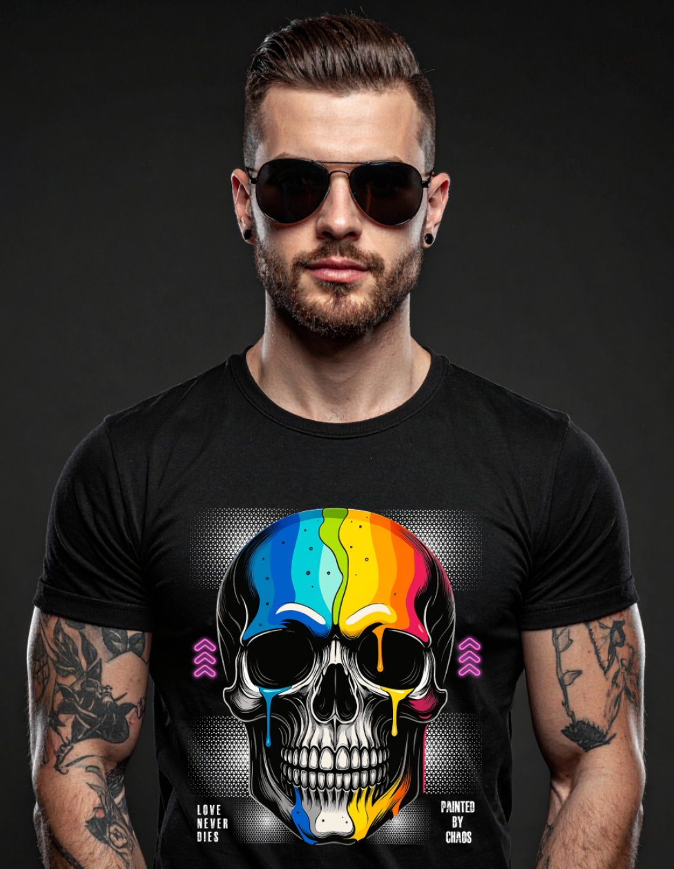 Love Never Dies – Painted by Chaos Skull T-Shirt | Grooveman Exclusive
