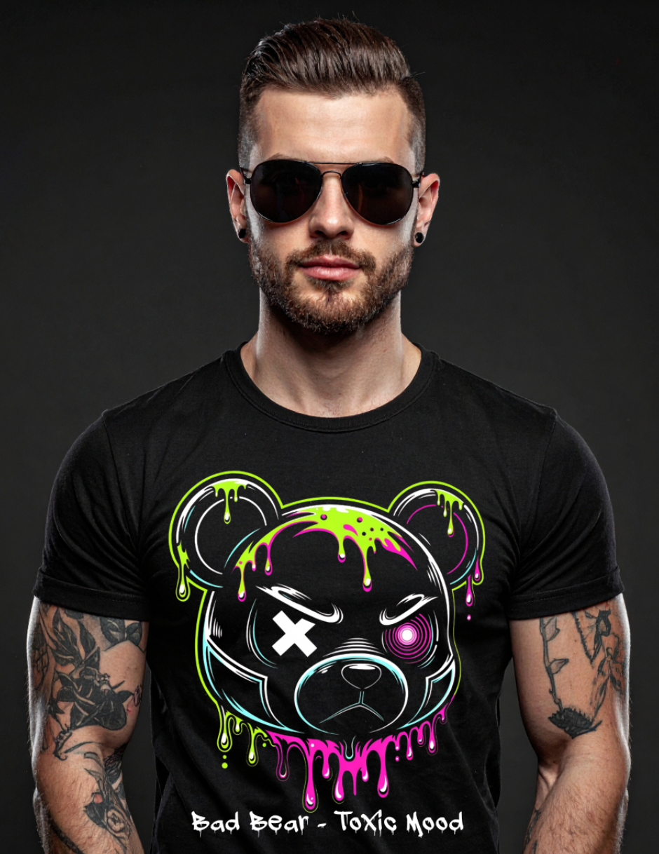 Bad Bear – Toxic Mood Neon Drip Graphic T-Shirt