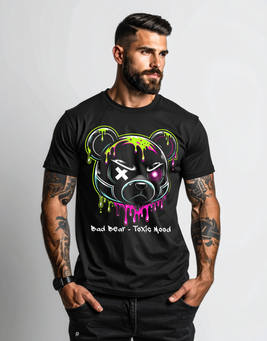 Bad Bear – Toxic Mood Neon Drip Graphic T-Shirt