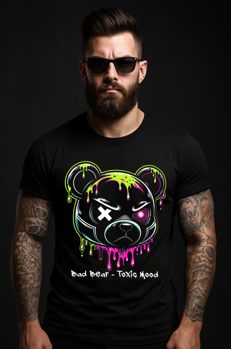 Bad Bear – Toxic Mood Neon Drip Graphic T-Shirt