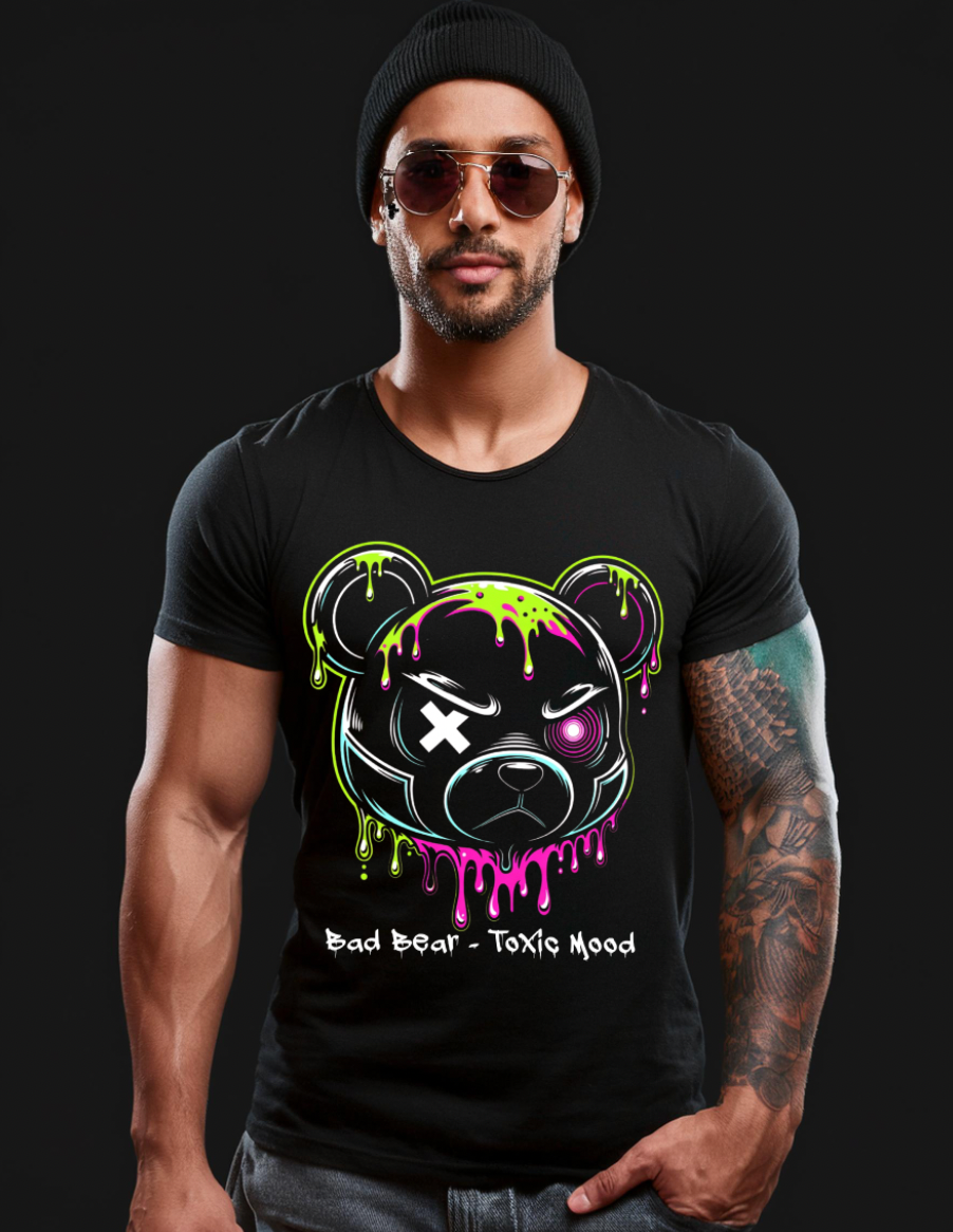 Bad Bear – Toxic Mood Neon Drip Graphic T-Shirt