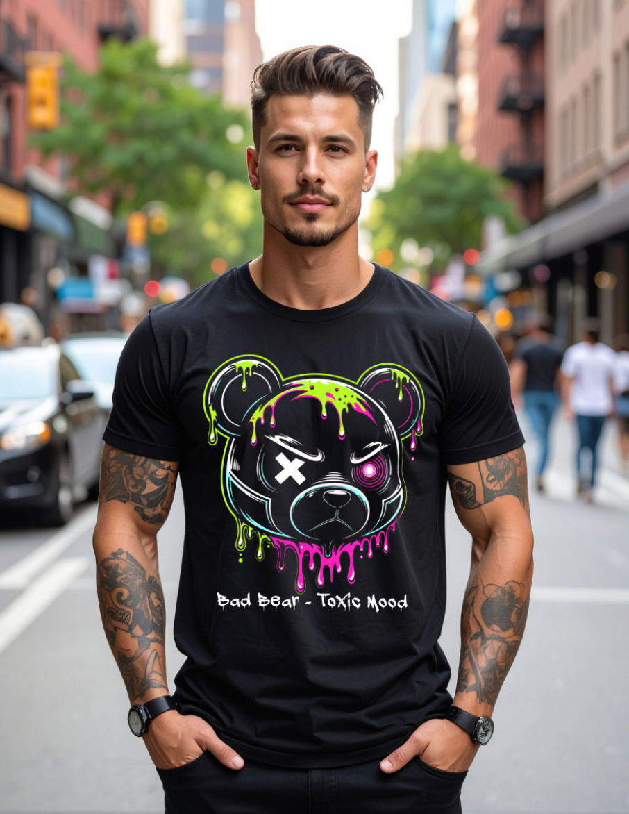 Bad Bear – Toxic Mood Neon Drip Graphic T-Shirt