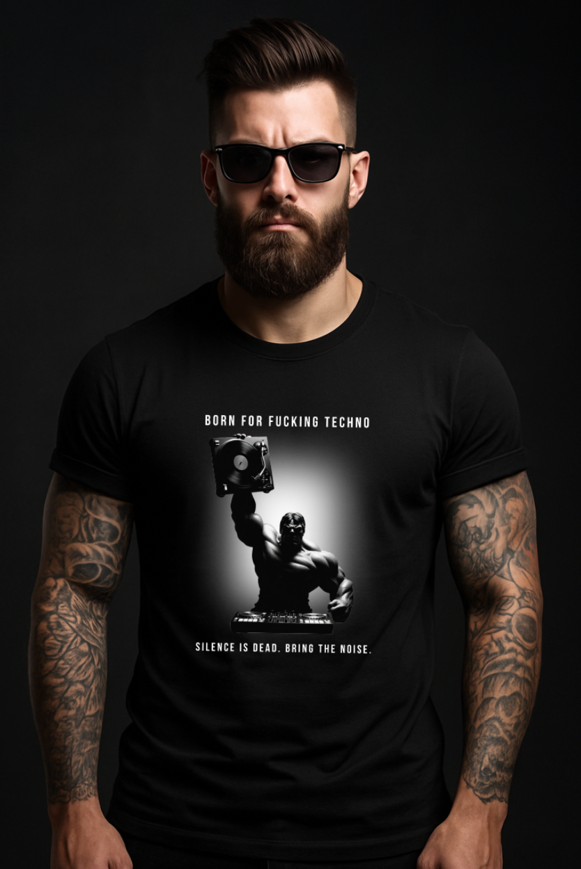 Grooveman T-Shirt – Born For Fucking Techno | Black Collection DJ Graphic Tee