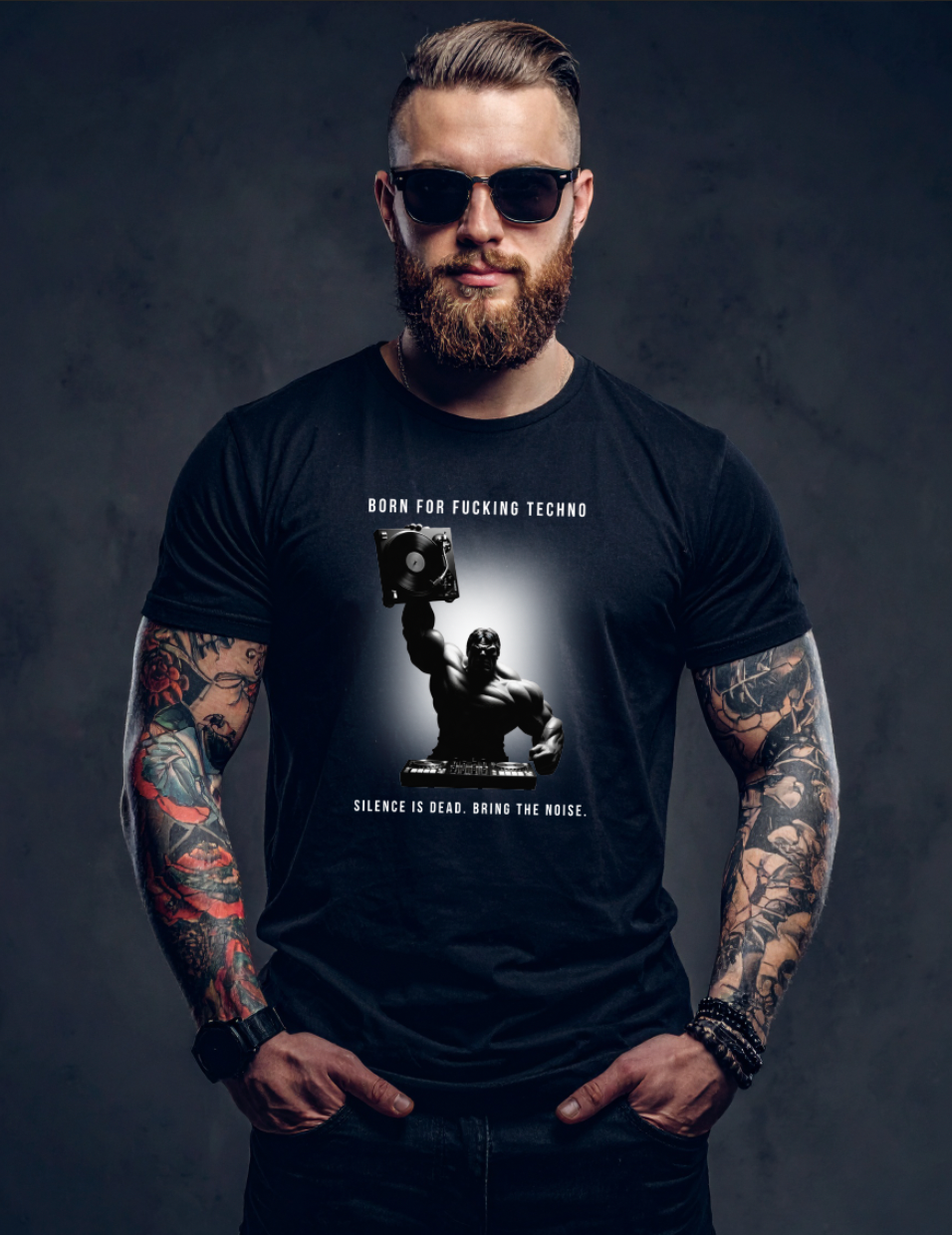 Grooveman T-Shirt – Born For Fucking Techno | Black Collection DJ Graphic Tee