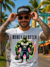 Grooveman Money Monster T-Shirt – Urban Streetwear Graphic Tee with Gold Chain & Money Bag
