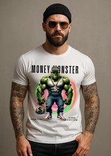 Grooveman Money Monster T-Shirt – Urban Streetwear Graphic Tee with Gold Chain & Money Bag