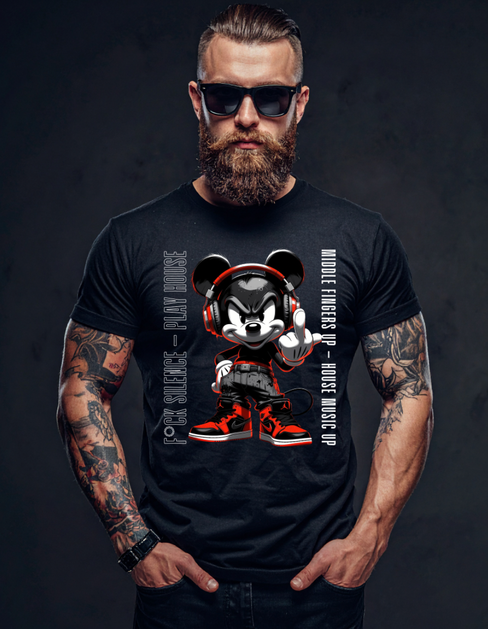 Grooveman House Music Streetwear T-Shirt – Rebel DJ Mouse Graphic Tee