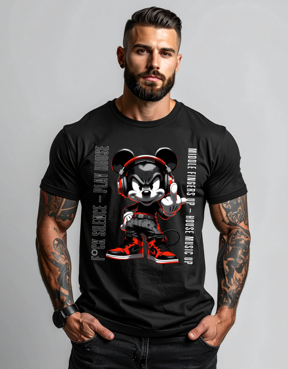 Grooveman House Music Streetwear T-Shirt – Rebel DJ Mouse Graphic Tee