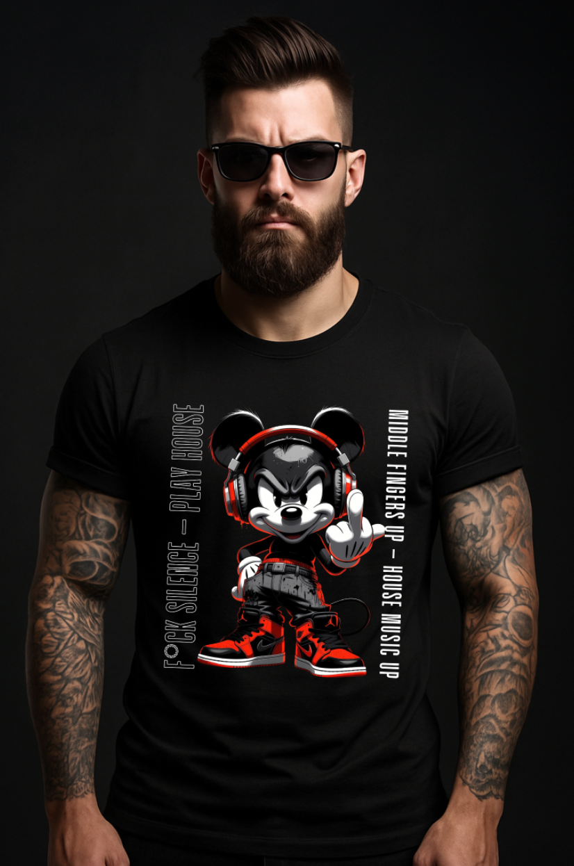 Grooveman House Music Streetwear T-Shirt – Rebel DJ Mouse Graphic Tee