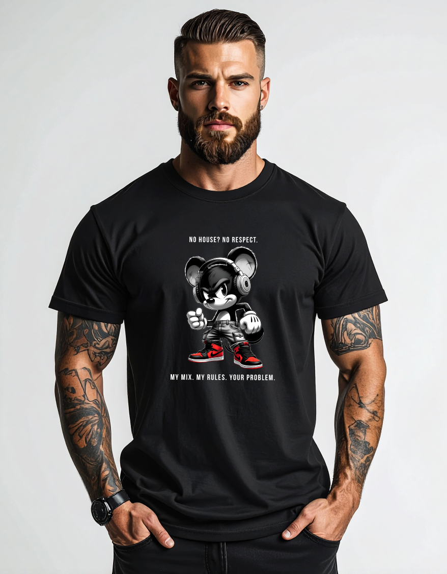 Grooveman House Music T-Shirt – Rebel DJ Mouse Graphic Tee | My Mix. My Rules.