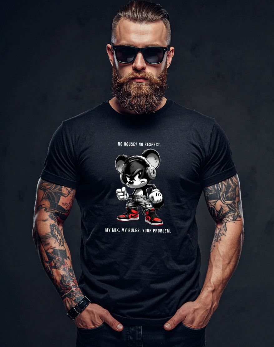 Grooveman House Music T-Shirt – Rebel DJ Mouse Graphic Tee | My Mix. My Rules.