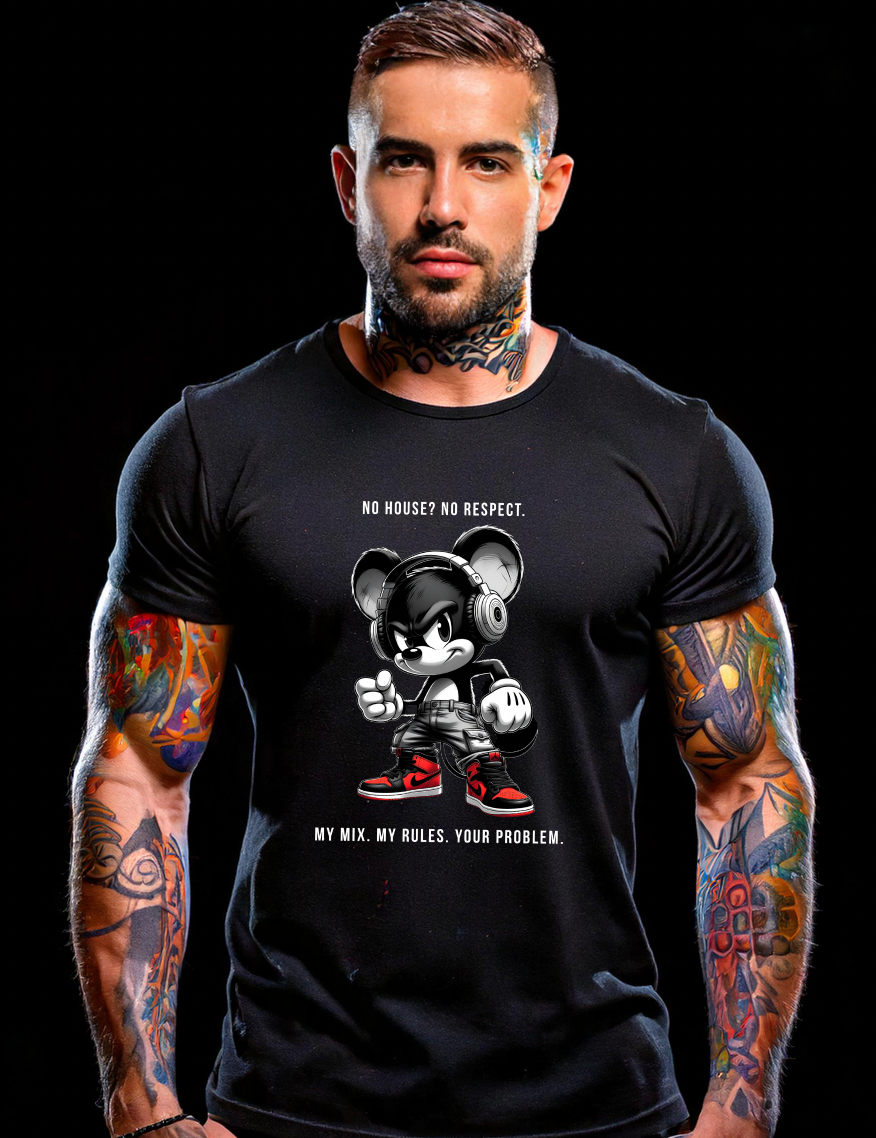 Grooveman House Music T-Shirt – Rebel DJ Mouse Graphic Tee | My Mix. My Rules.