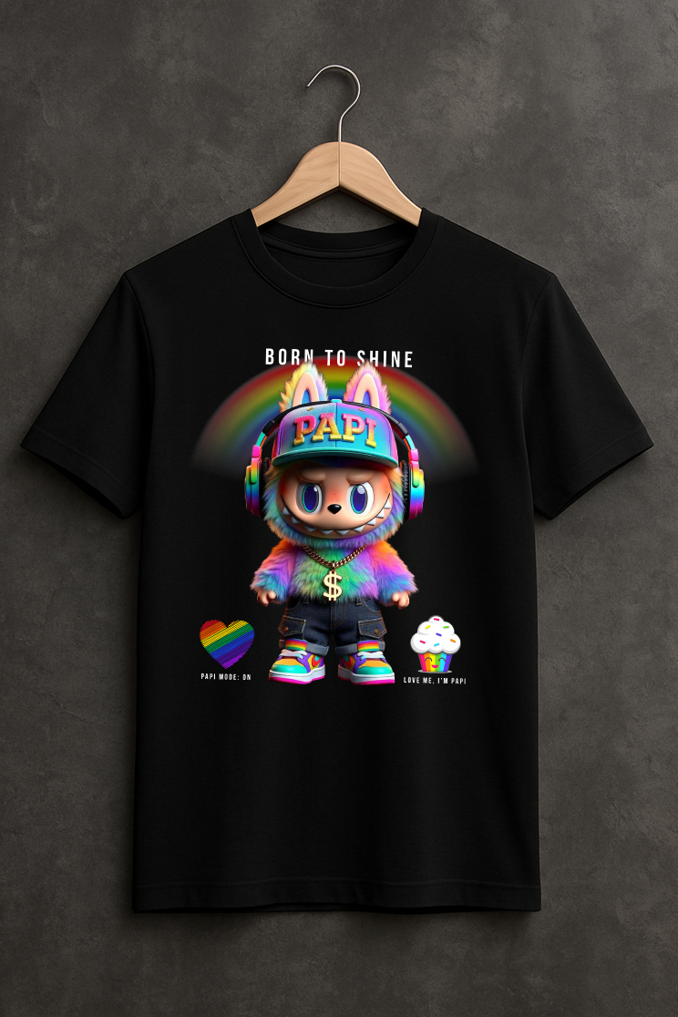 Born To Shine – Papi Rainbow Graphic Tee