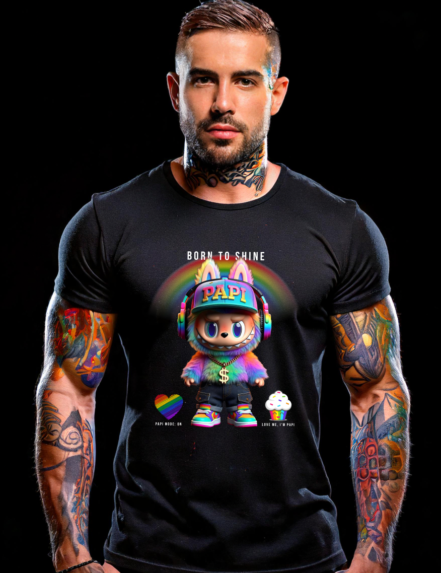 Born To Shine – Papi Rainbow Graphic Tee
