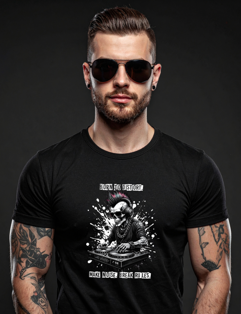 Grooveman “Born To Distort” – Black Collection Premium Tee