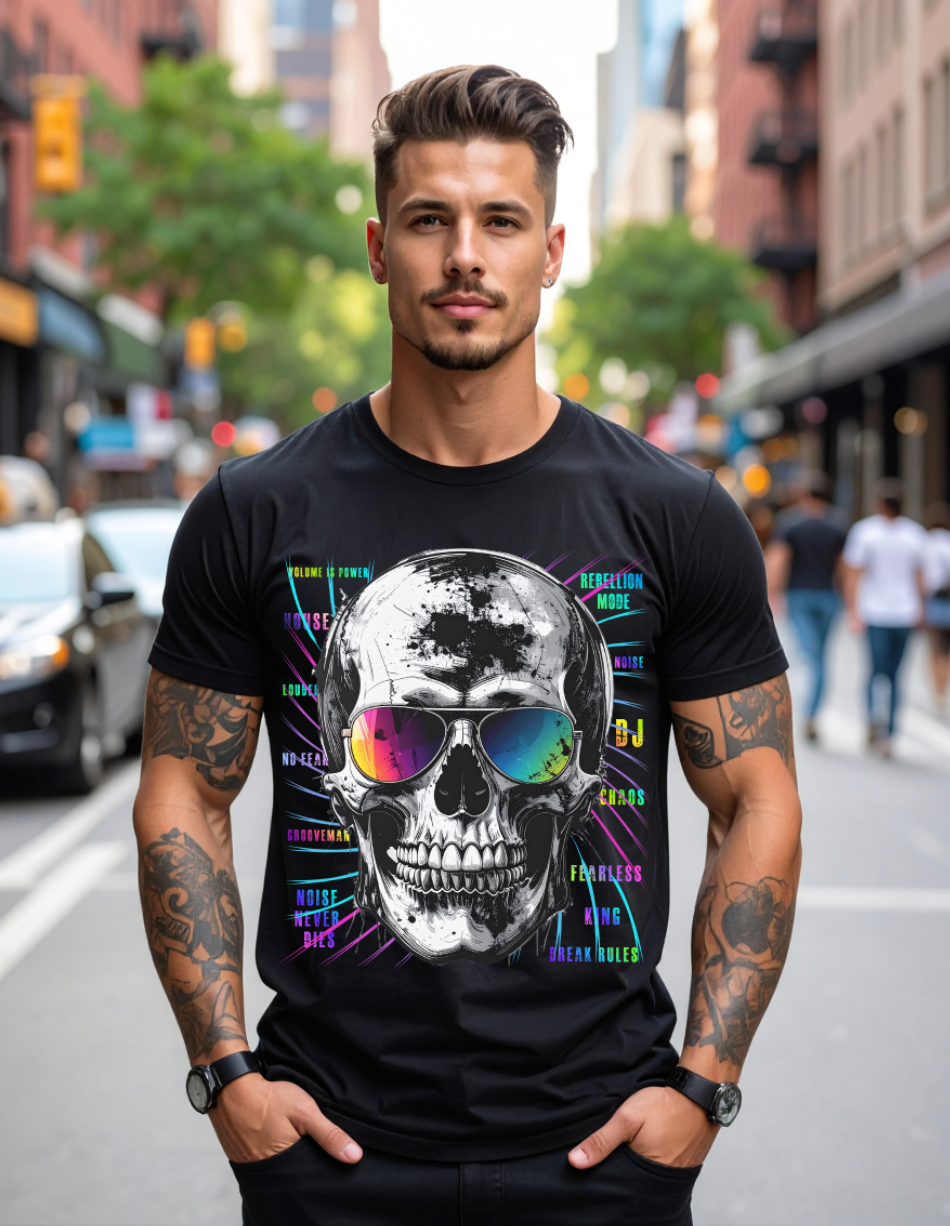 Grooveman “Skull Mirage” – Black Collection Premium Tee