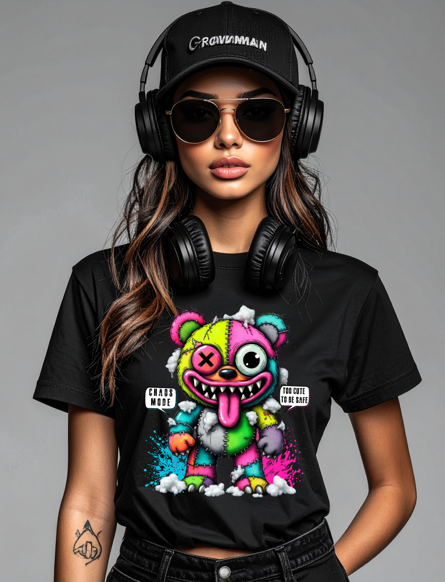 Grooveman “Too Cute To Be Safe” – Chaos Teddy Crop Tee