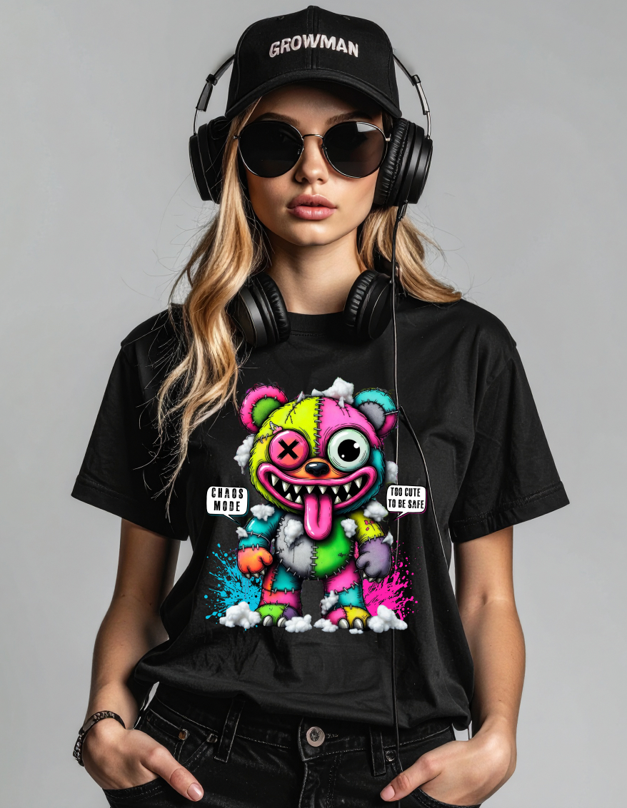 Grooveman “Too Cute To Be Safe” – Chaos Teddy Crop Tee