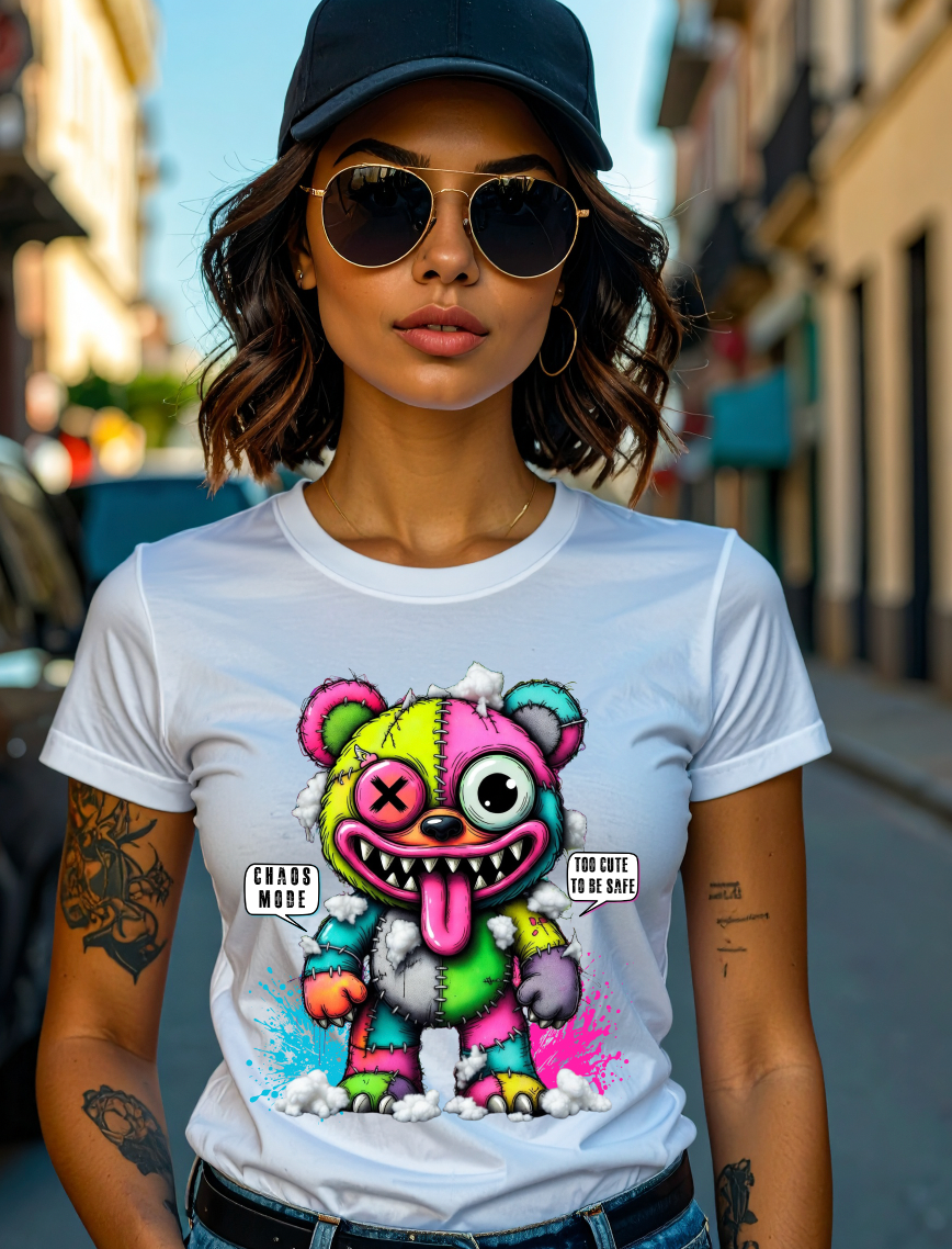 Grooveman “Too Cute To Be Safe” – Chaos Teddy Crop Tee