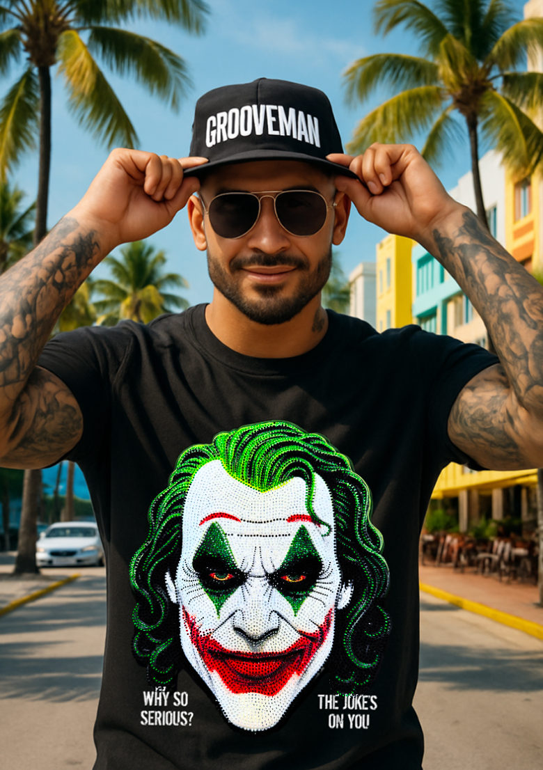 Grooveman “Why So Serious?” Bling Face Tee