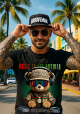 Grooveman Luxury DJ Bear Tee – Premium Streetwear Graphic Shirt for Men | High-End Fashion Collection