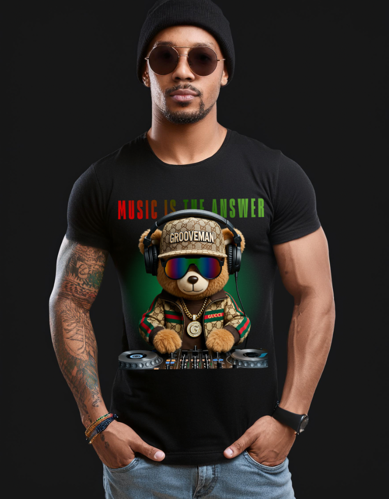 Grooveman Luxury DJ Bear Tee – Premium Streetwear Graphic Shirt for Men | High-End Fashion Collection