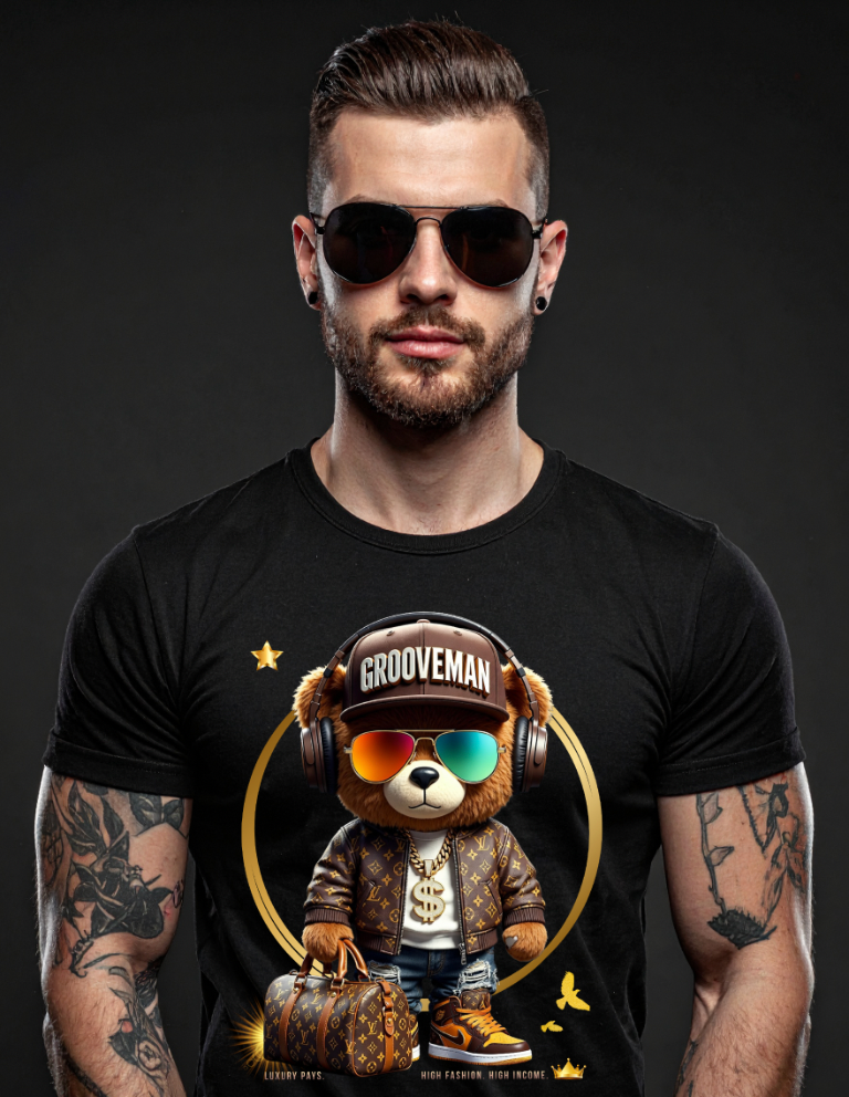 Grooveman Luxury Bear Streetwear Tee – Premium Graphic, High Fashion Edition