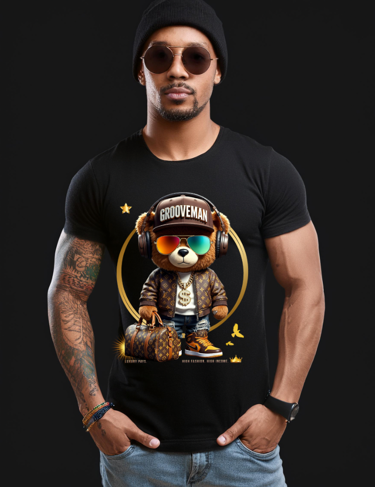 Grooveman Luxury Bear Streetwear Tee – Premium Graphic, High Fashion Edition