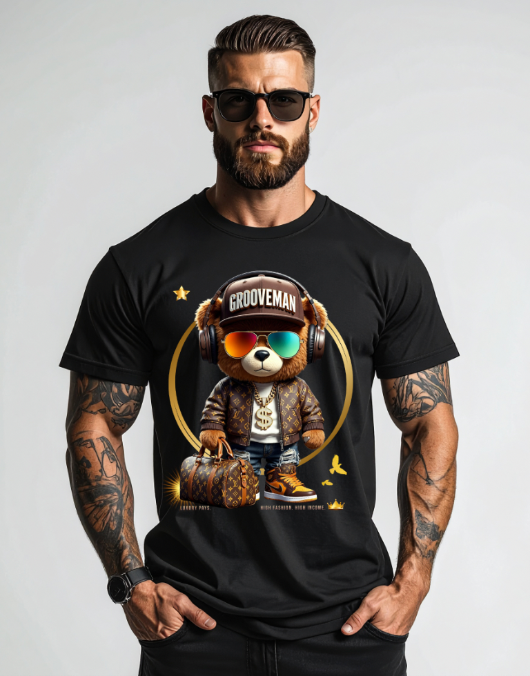 Grooveman Luxury Bear Streetwear Tee – Premium Graphic, High Fashion Edition