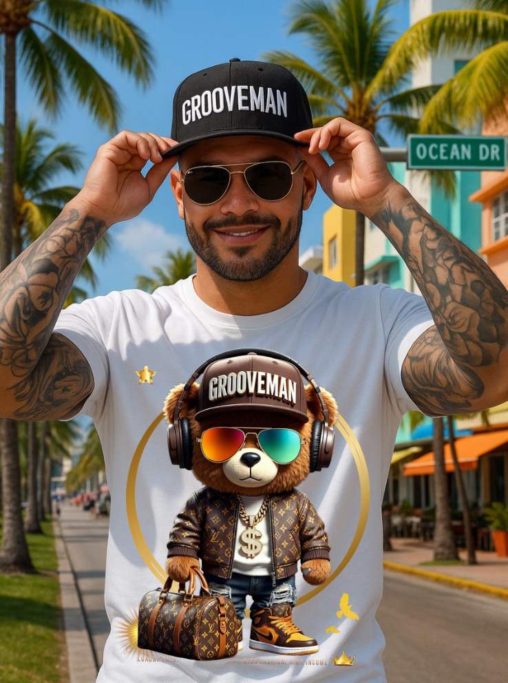 Grooveman Luxury Bear Streetwear Tee – Premium Graphic, High Fashion Edition
