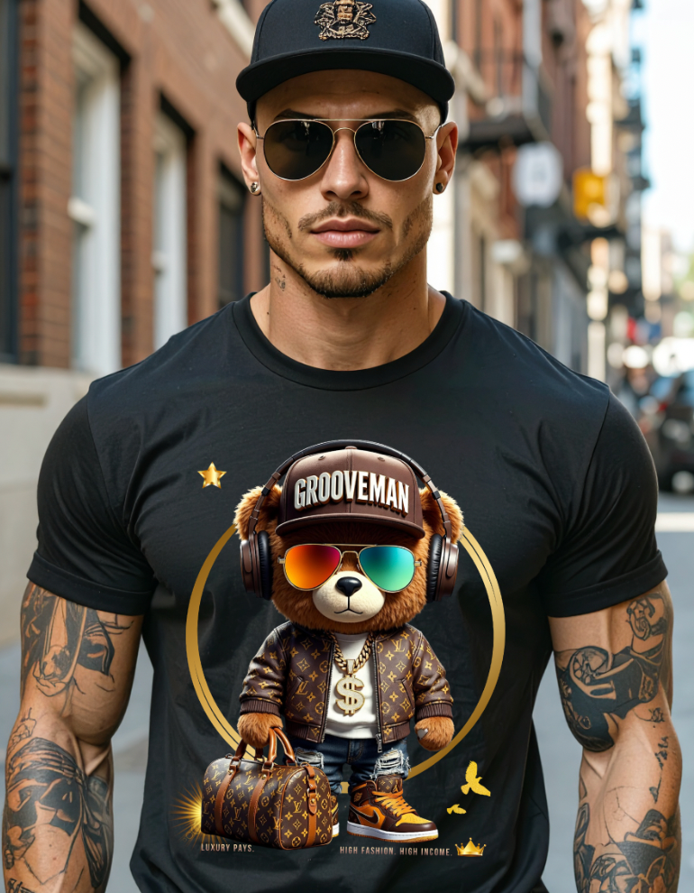 Grooveman Luxury Bear Streetwear Tee – Premium Graphic, High Fashion Edition