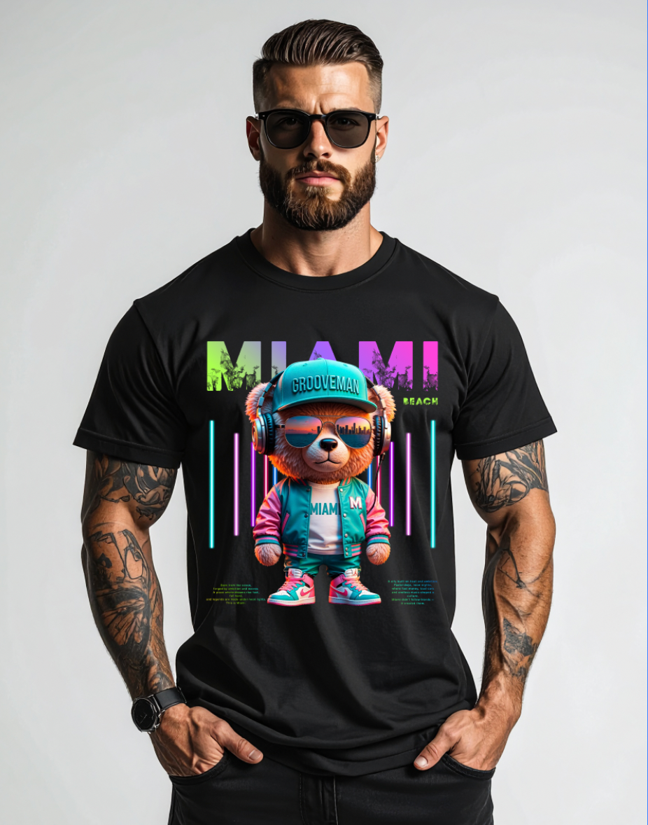 Miami Streetwear Teddy T-Shirt | Grooveman Graphic Tee
