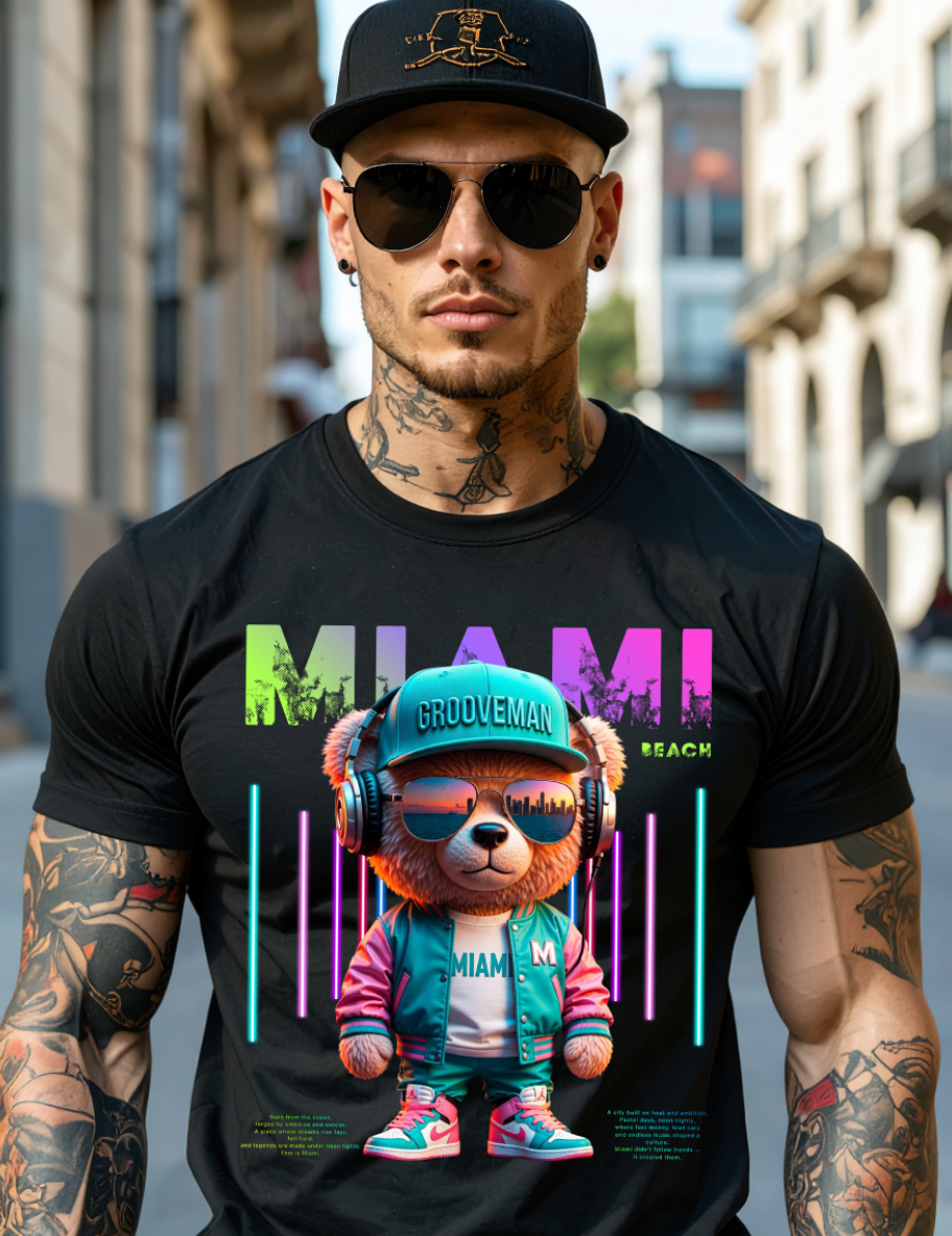 Miami Streetwear Teddy T-Shirt | Grooveman Graphic Tee